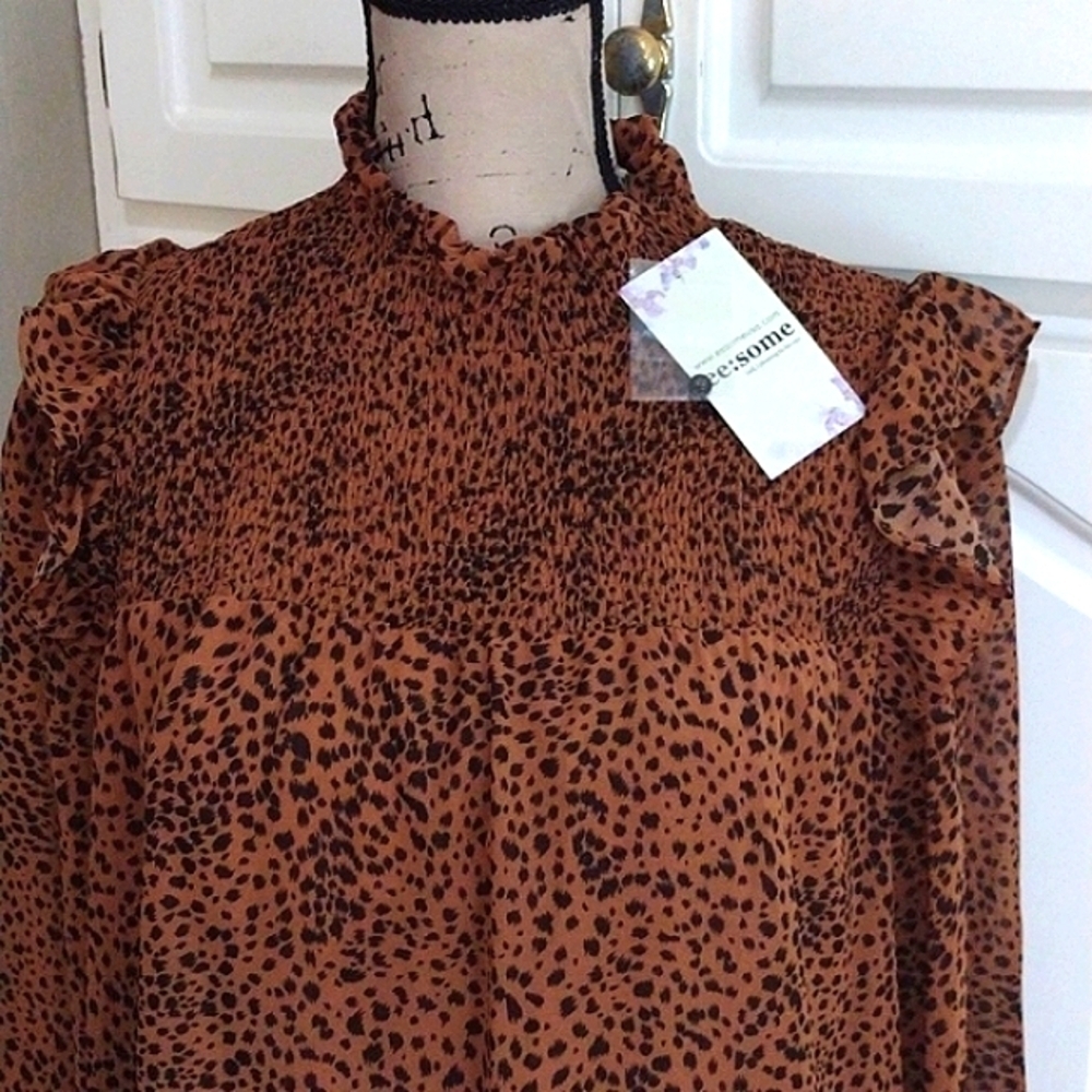 Leopard Print Blouse, Size Medium